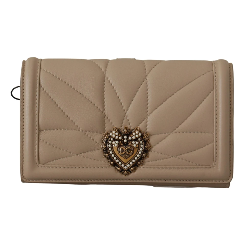 Dolce & Gabbana Beige Leather Devotion Cardholder Iphone 11 PRO Wallet Beige Dam