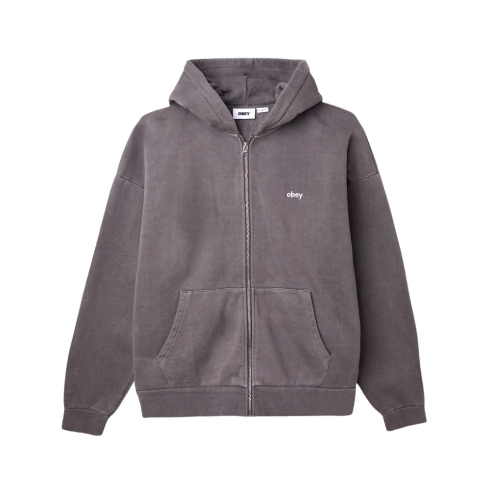 Obey Men's Black Zip-Through Hoodie - Zip-Throughs - L - Sweatshirts & Hoodies
