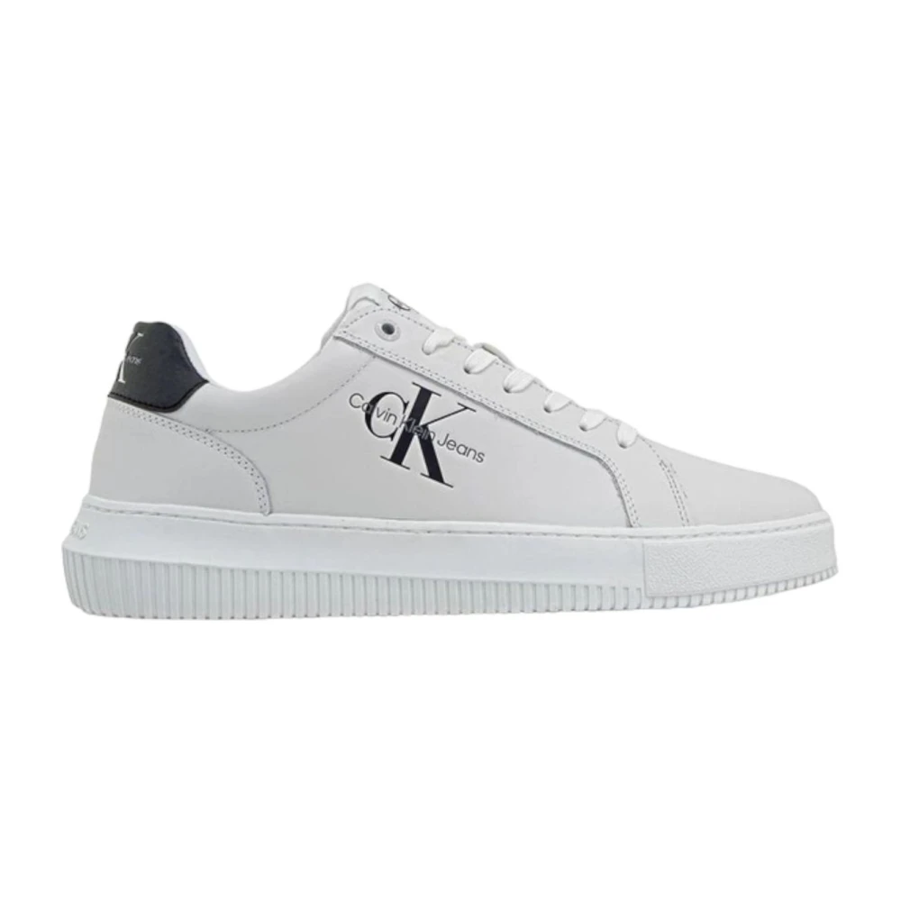 Calvin Klein Jeans Men's White Sneakers, 10 Uk, Low-Top Trainers