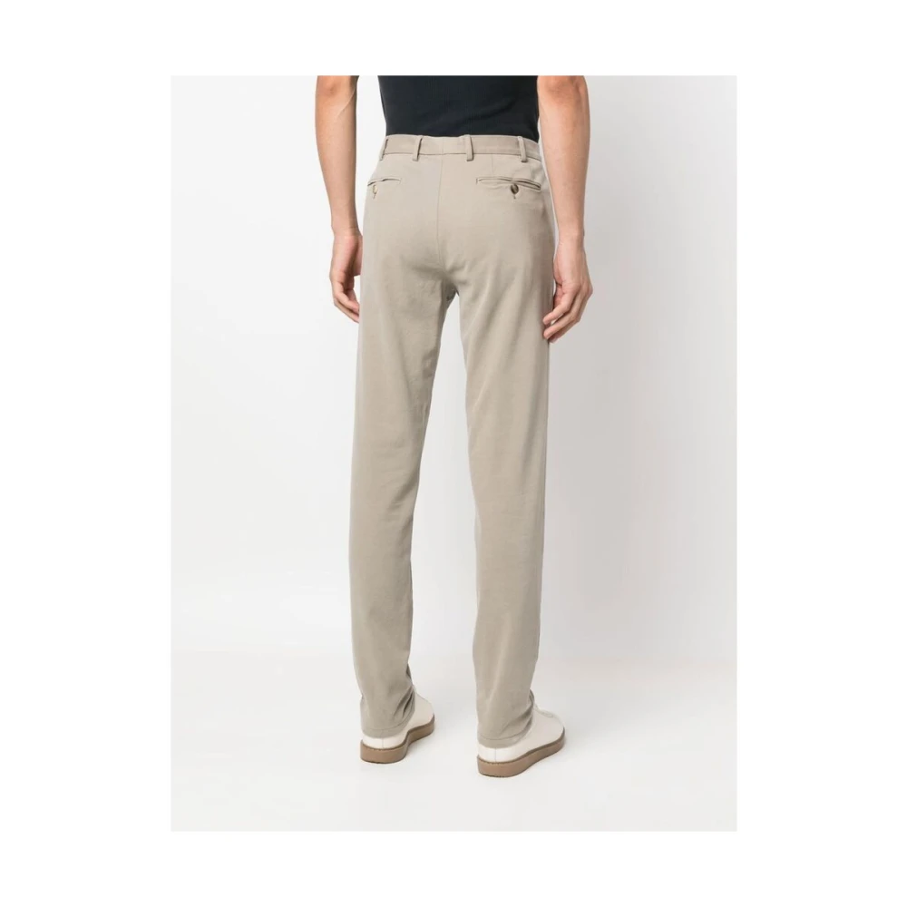 Canali Beige Katoenmix Slim Fit Broek Beige Heren