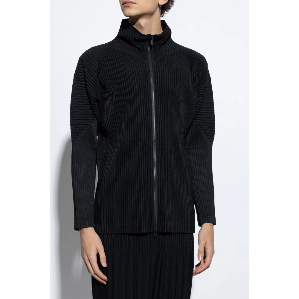 Issey Miyake Geplooide sweatshirt met rits Black Heren