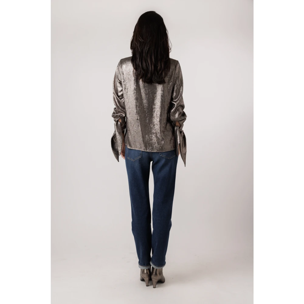 Momoni Zilver Sake Blouse Gray Dames