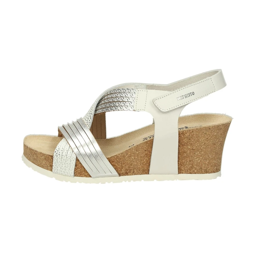 Mephisto White Wedges, Female, 5 Uk, Silver Sandalo Zeppa