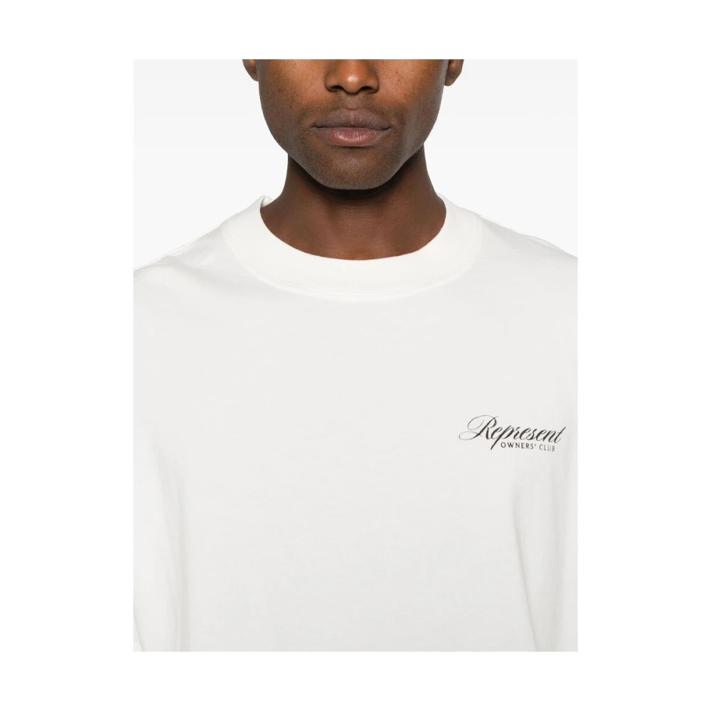 Represent Wit katoenen T-shirt met logo-opdruk White Heren
