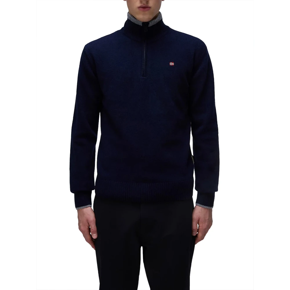 Napapijri Noorse Vlag Half Zip Sweater Blue Heren