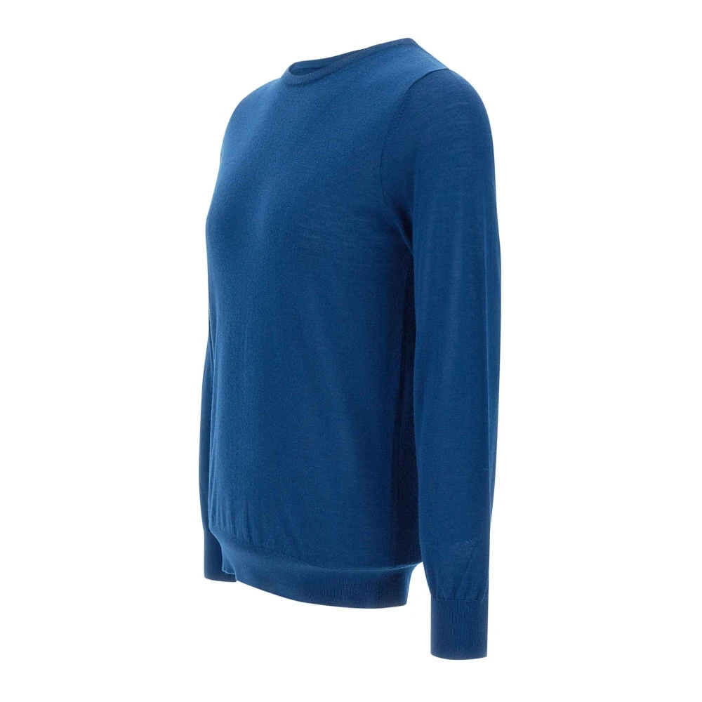 Kangra Blauwe Wol Crew Neck Sweater Blue Heren