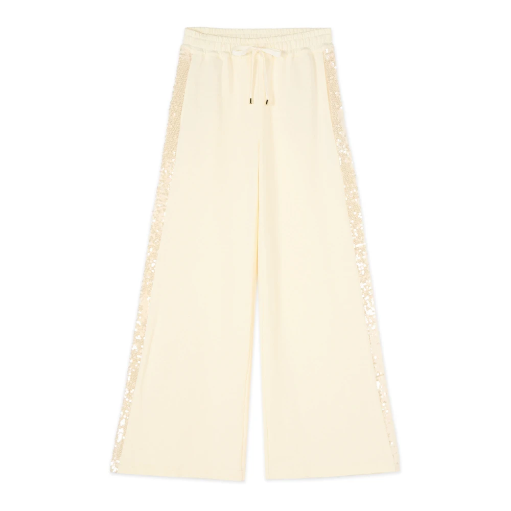 Oltre Vrouw Wit Broeken Dames, S, Katoen, Palazzo Pants
