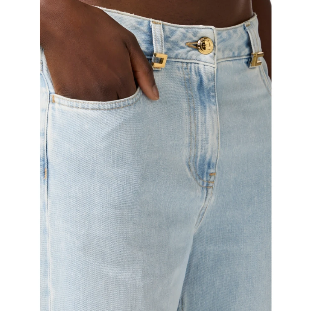 Elisabetta Franchi Heldere Blauwe Flared Leg Jeans met Juweel Details Blue Dames