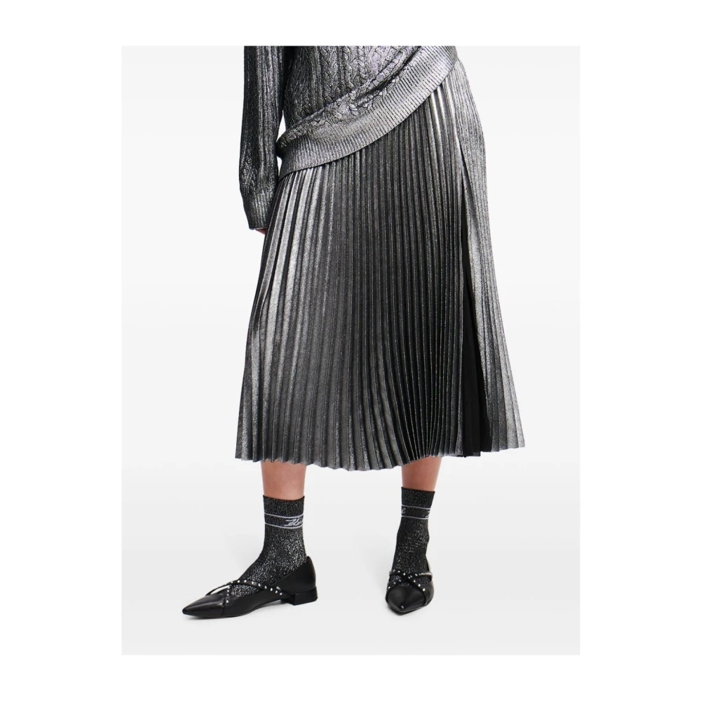 Karl Lagerfeld Zilveren Geplisseerde ROK Gray Dames