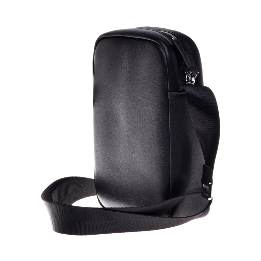 Baldinini Crossbody bag in black calfskin and nylon Black Heren