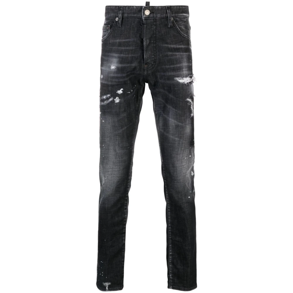 Dsquared2 Svarta Jeans med 3,5 cm Klack Black, Herr