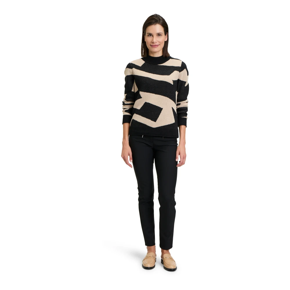 Betty Barclay Grafische Jacquard Gebreide Trui Black Dames
