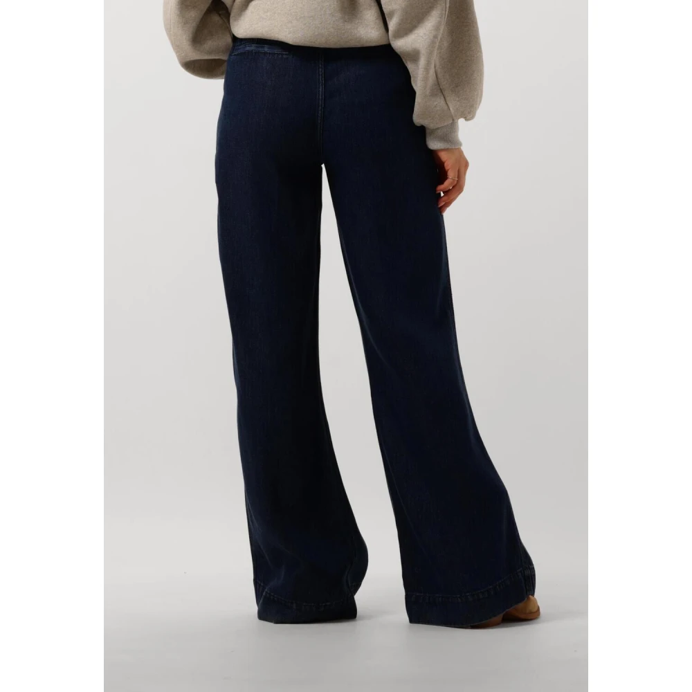 7 For All Mankind Geplooide Broek Stormy Wijde Jeans Blue Dames