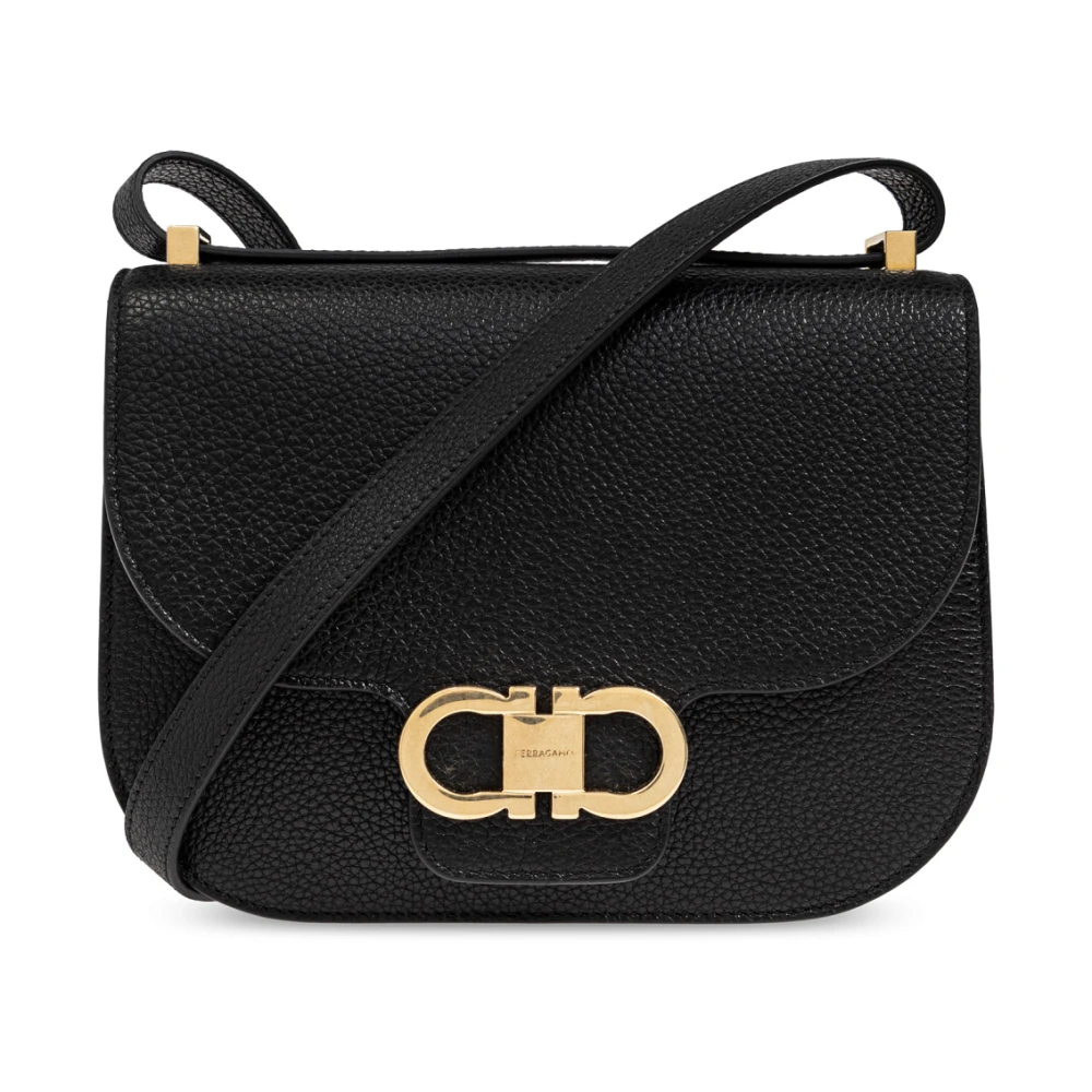 Ferragamo , Cross Body Bags, Female, Black, One Size, Double Gancini Crossbody Bag