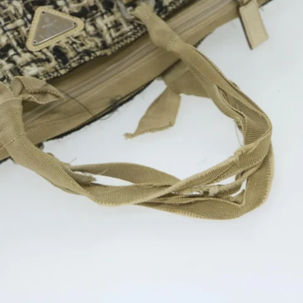 Prada Vintage Pre-owned Wool handbags Beige Dames