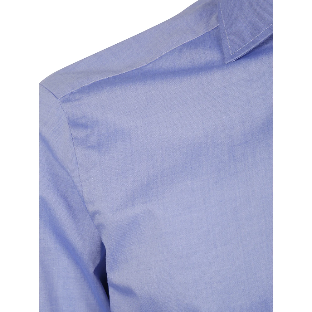 Barba Napoli Klassieke Fil A Fil Overhemd Blue Heren