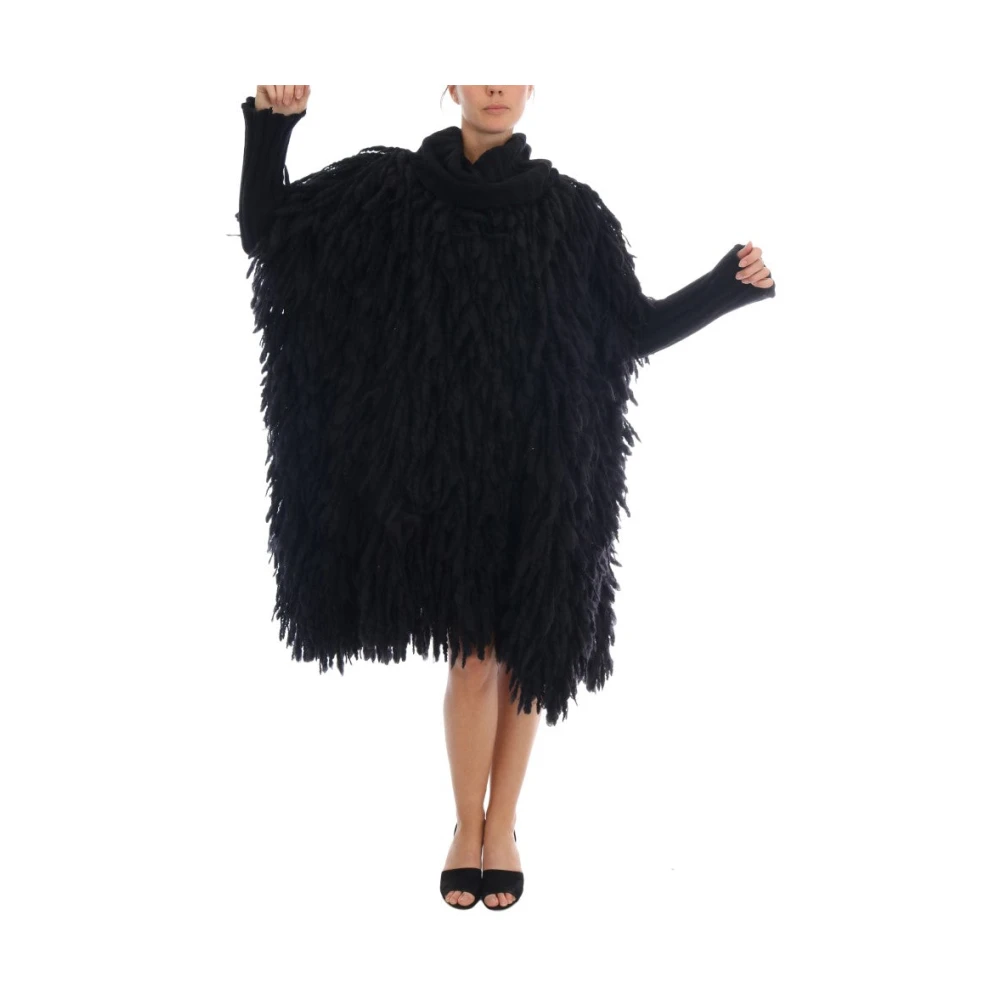 Dolce & Gabbana Luxe Zwarte Wol en Kasjmier Fringe Trui Black Dames