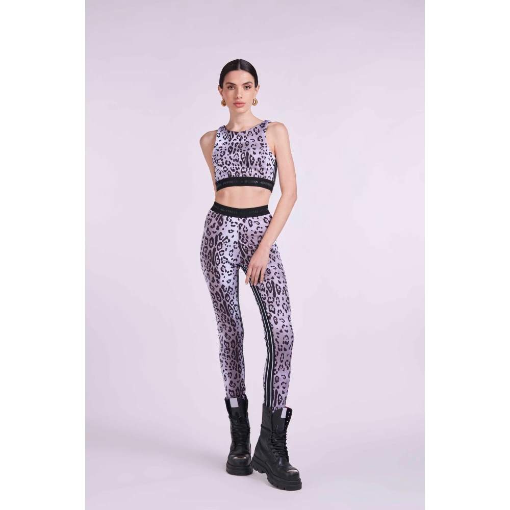 4Giveness Luipaardprint Lycra Elastisch Logo Band Gray Dames