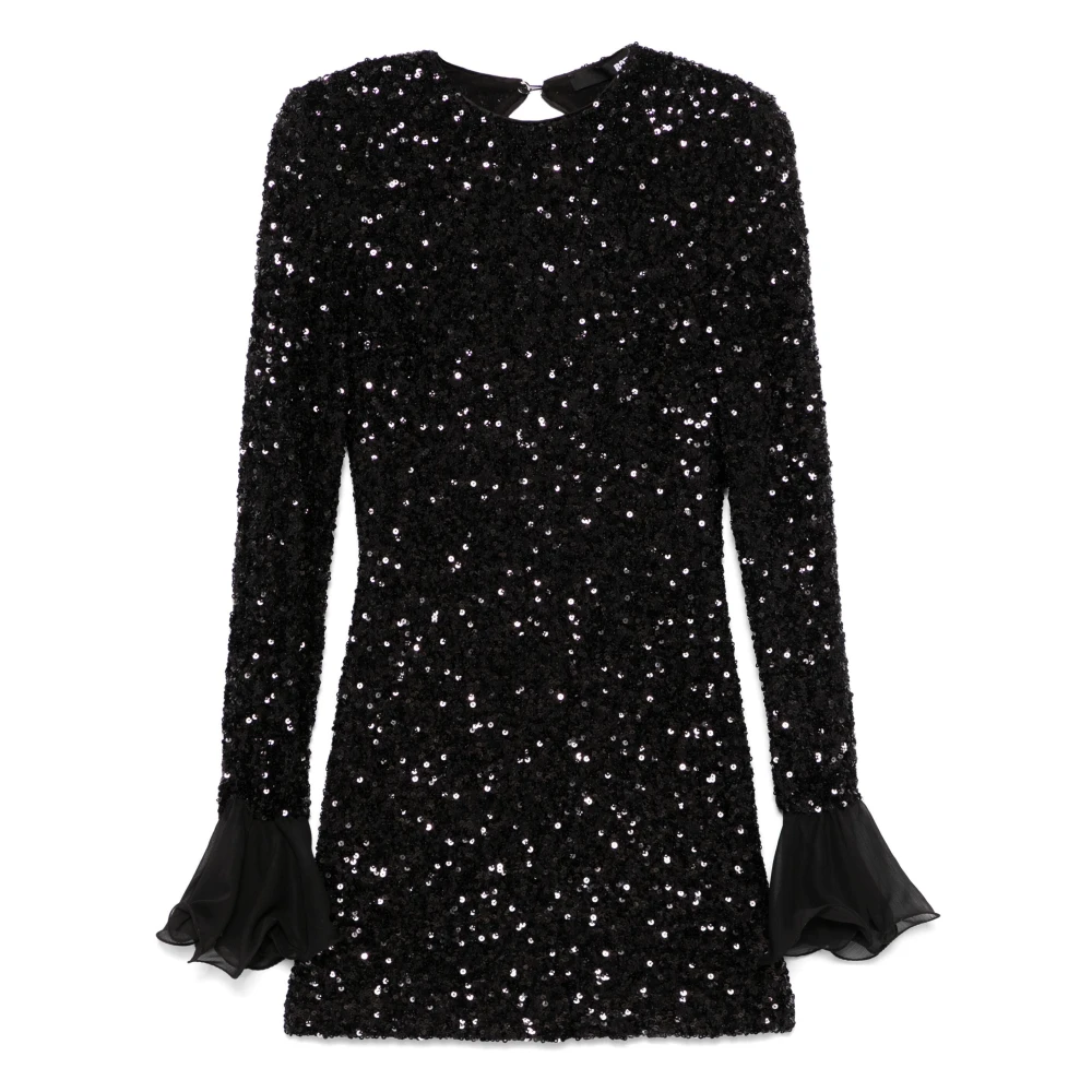 Rotate Birger Christensen Mini-jurk met pailletten en ruches aan de manchetten Black Dames