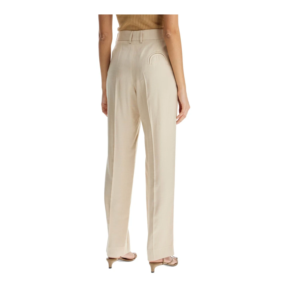 Blazé Milano Geborduurde Zak Ivoor Viscose Broek Beige Dames