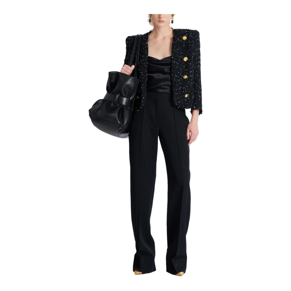 Balmain Geknipt jasje met 8 knopen in polka-dot tweed Black Dames