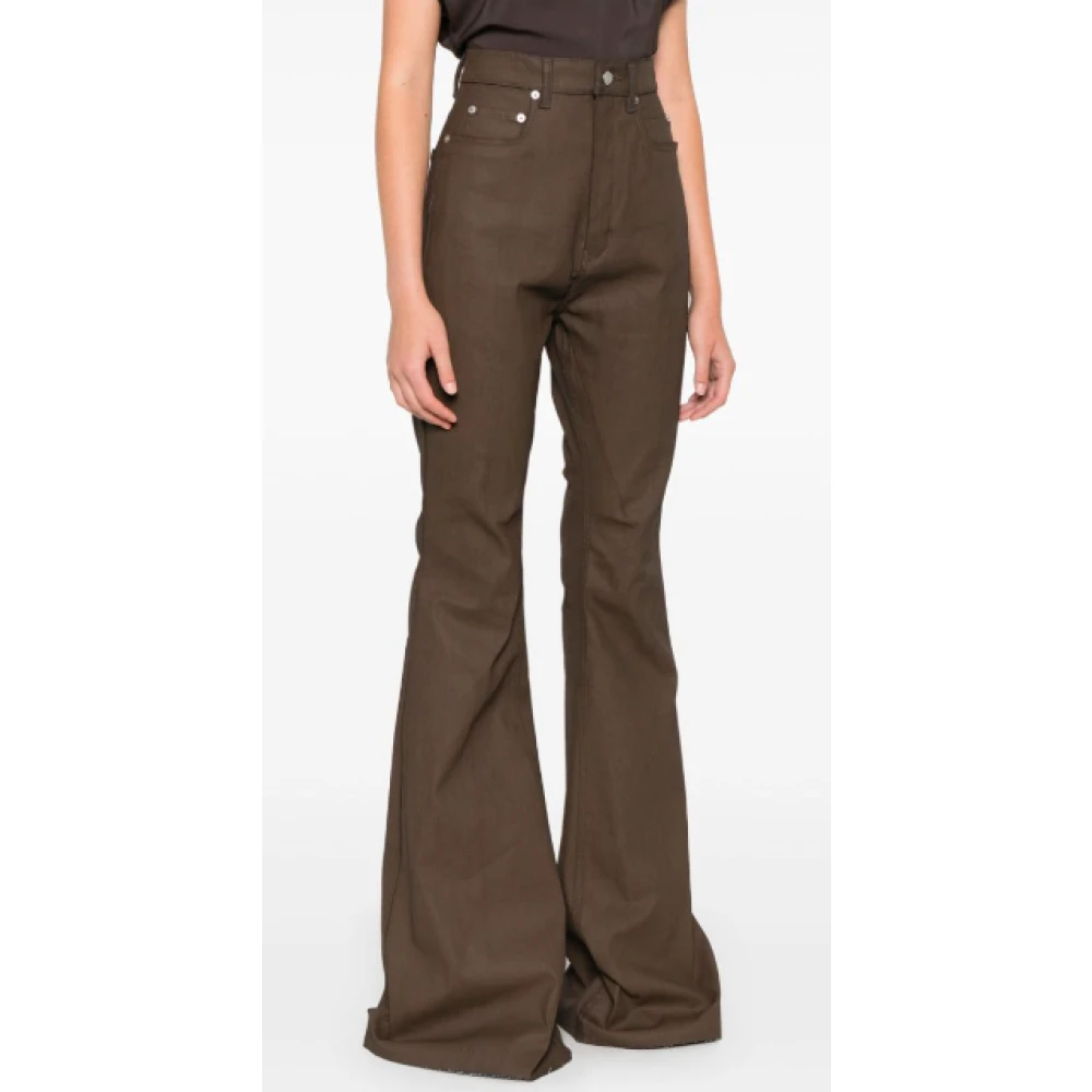 Rick Owens Denim Bootcut Broek Bolan Bean Brown Dames