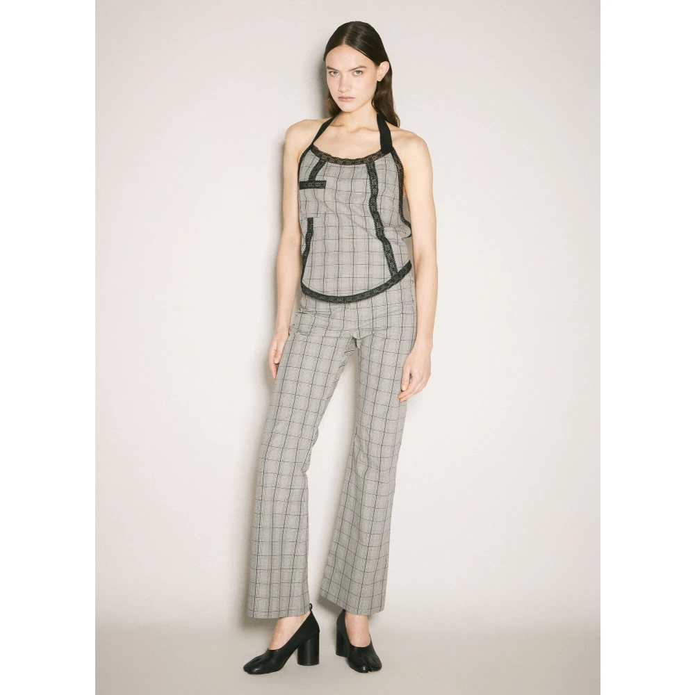 Our Legacy Geruite Pinafore Top met Kantafwerking Gray Dames