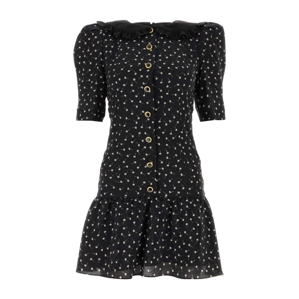 Alessandra Rich Zijden mini-jurk met print Black Dames