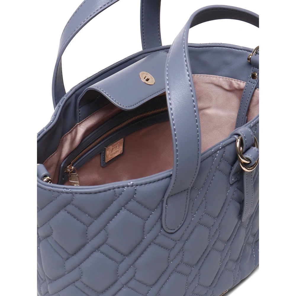 V73 Denim Ecoleather Tas met Handvatten en Verstelbare Schouderband Blue Dames