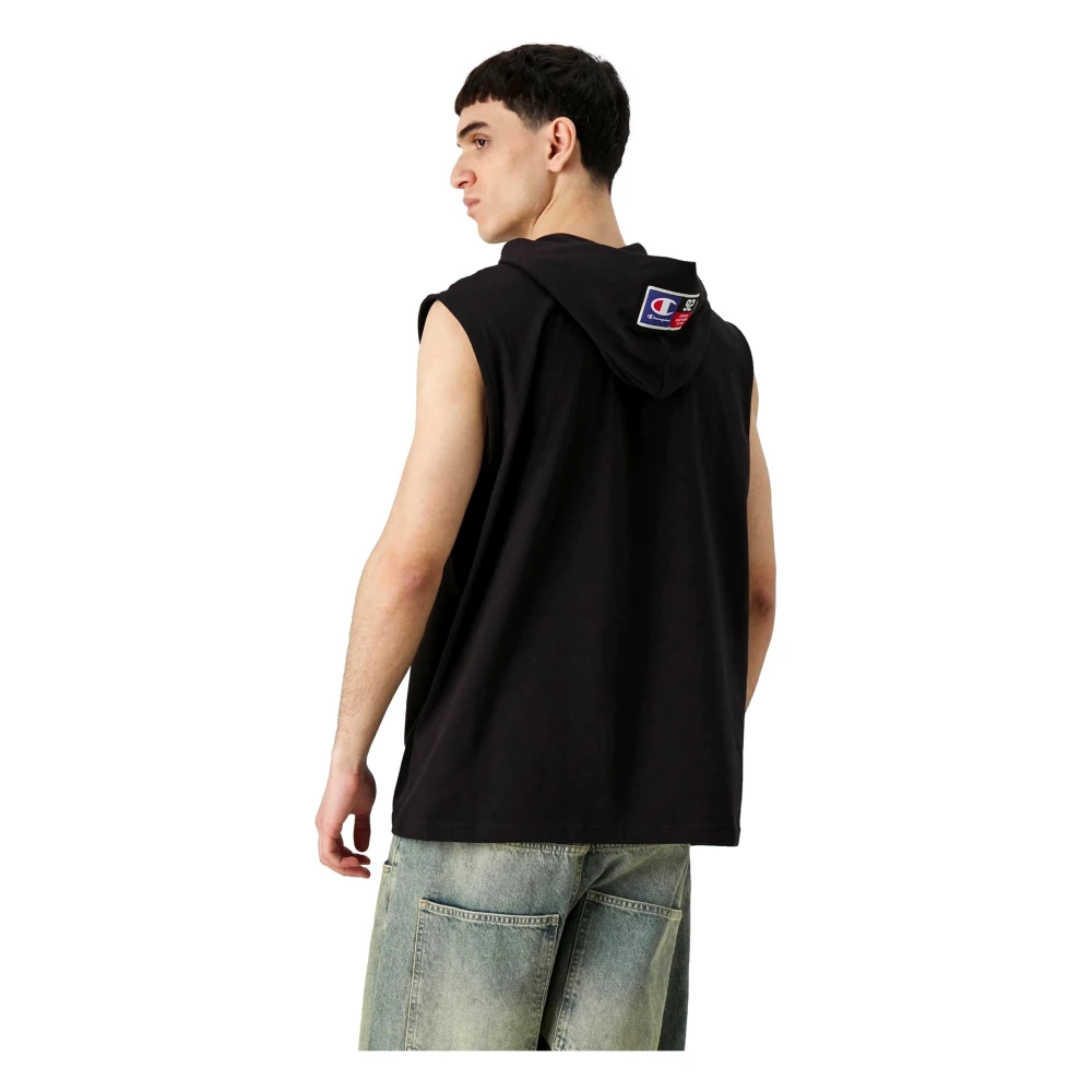Champion Zwarte mouwloze hoodie Black Heren