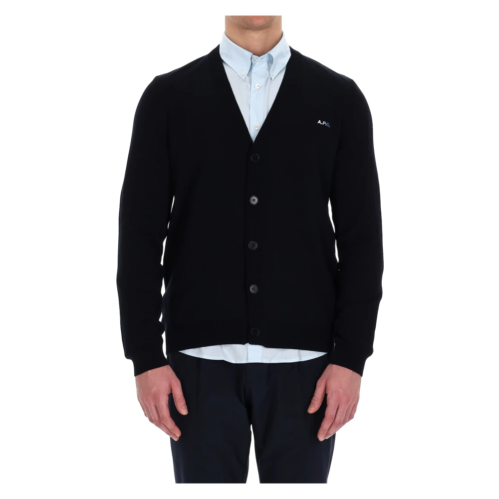 A.p.c. Blauwe Katoenen Cardigan Sweater Blue Heren