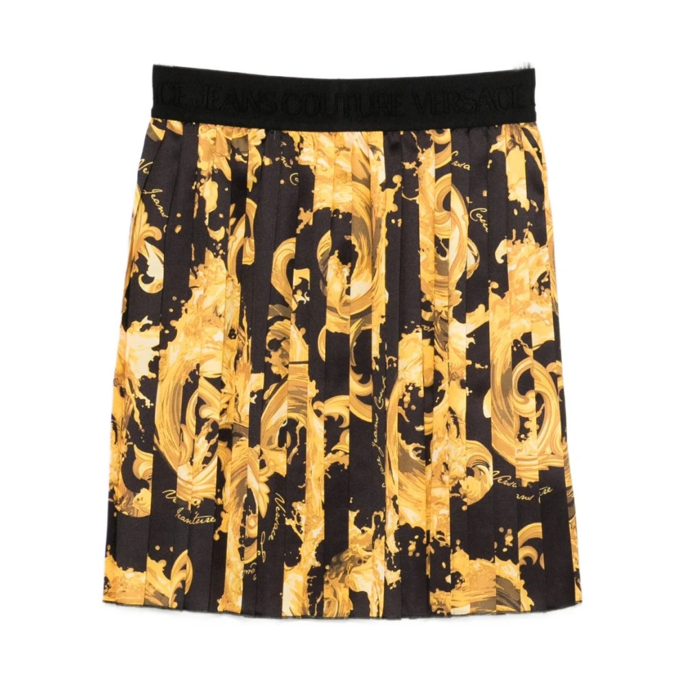 Versace Jeans Couture Women's Multicolor Short Skirts, M, Porcelain Barocco Pleated Mini Skirt