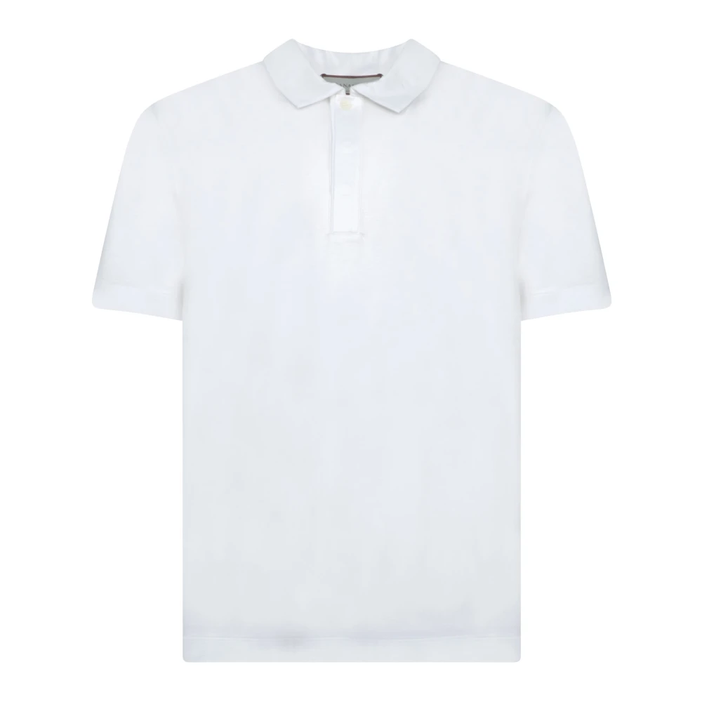 Canali Elegante Polo met Contrast Kraag White Heren