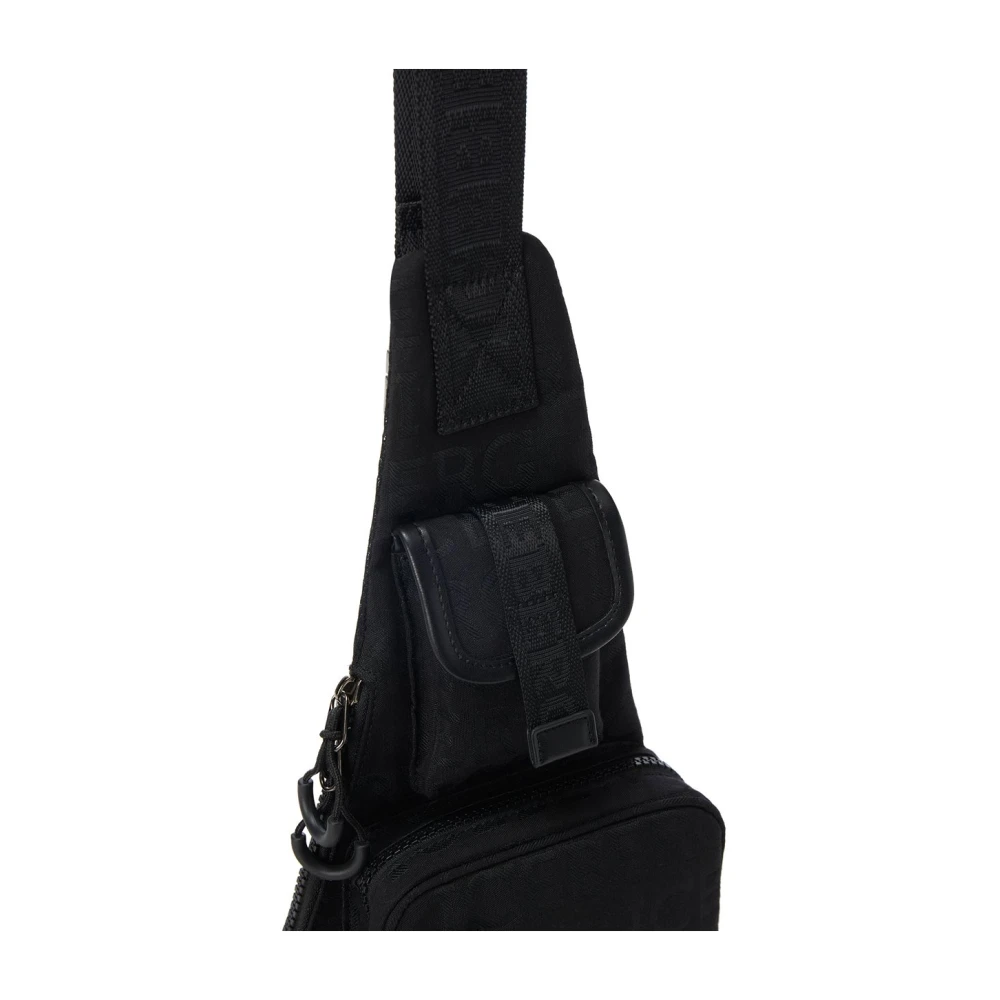 Iceberg Een schoudertas met allover logo Black Heren