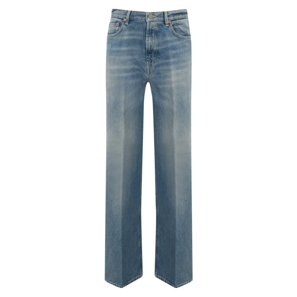 Dondup Lage Taille Denim Broek Wijde Pijpen Blue Dames