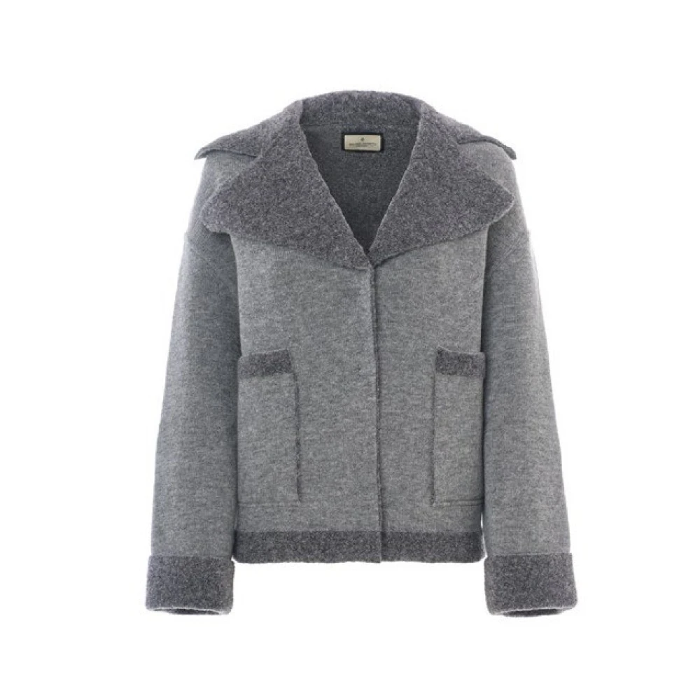 Windsor Oversized Gebreide Shearling Jas Gray Dames