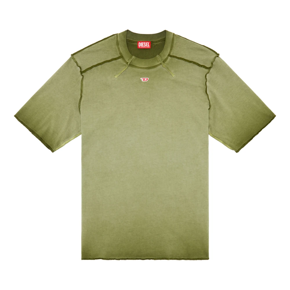Diesel T-shirt with micro-waffle shoulders Green Heren