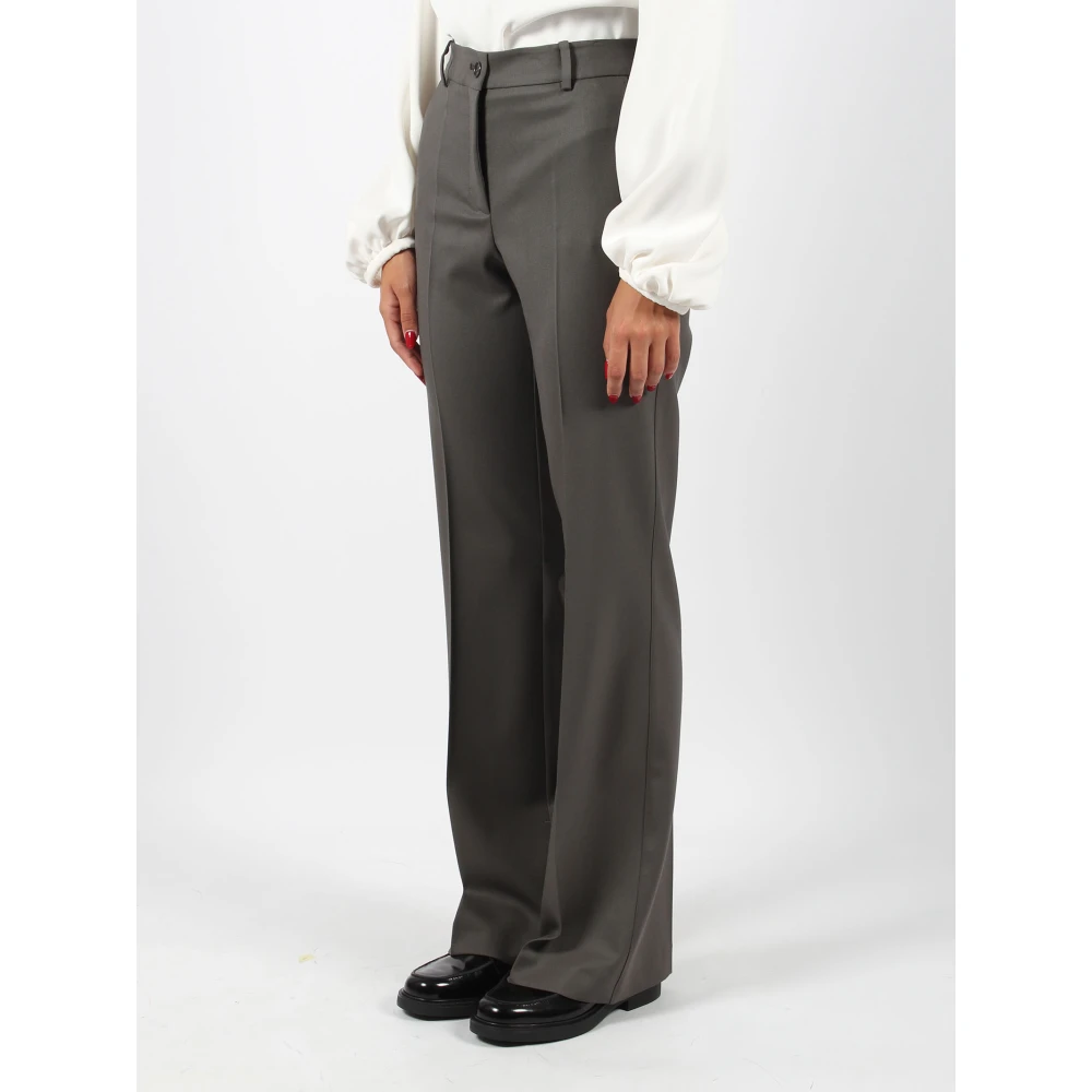 P.a.r.o.s.h. Liliuxy24 Wollen Broek Rechte Pijp Gray Dames