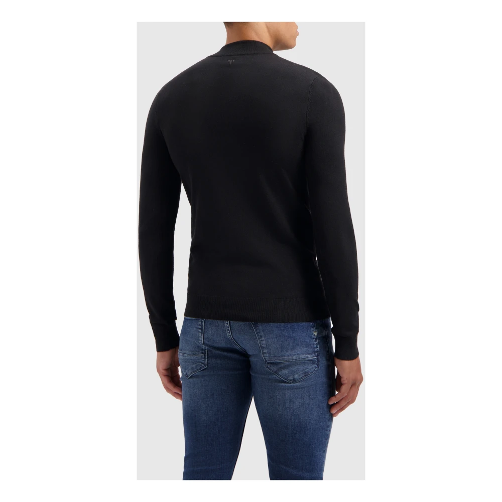 Pure Path Essentiële Gebreide Half-Zip Trui Black Heren