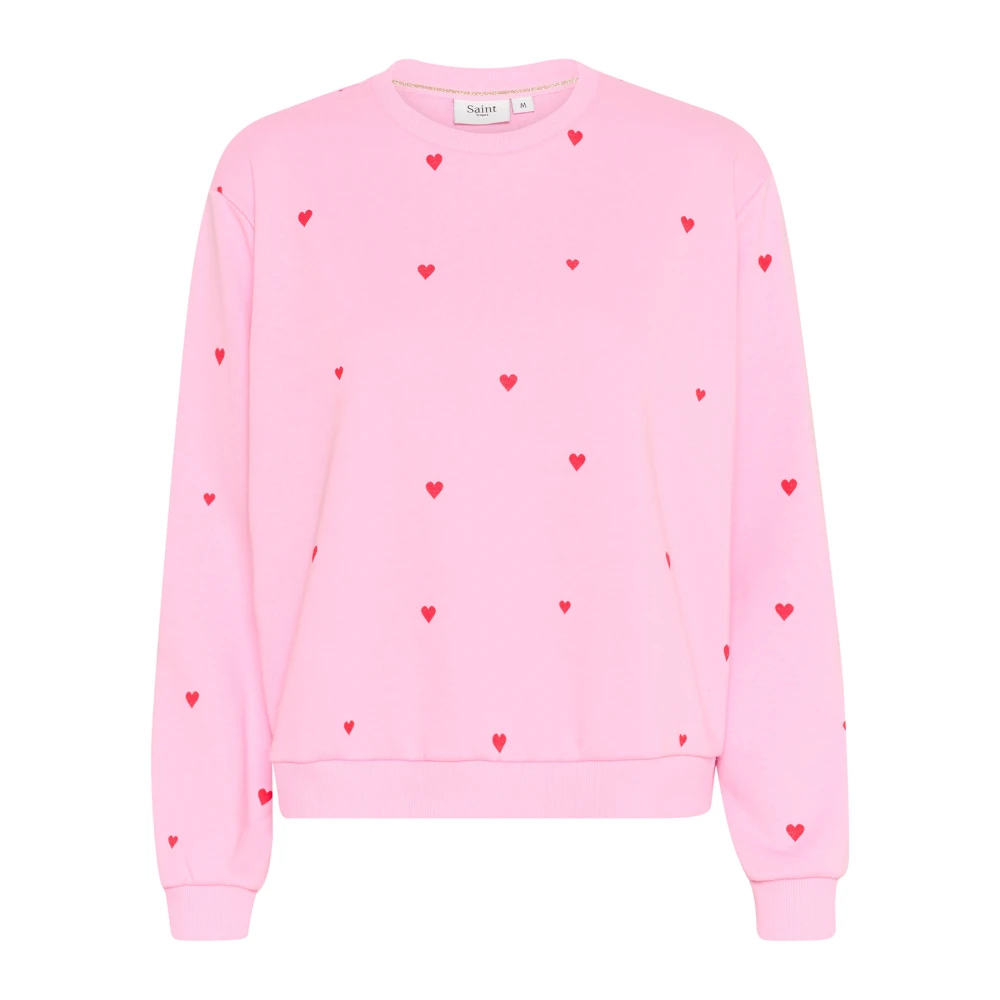 Saint Tropez Flame Hearts Sweatshirt Pink Dames