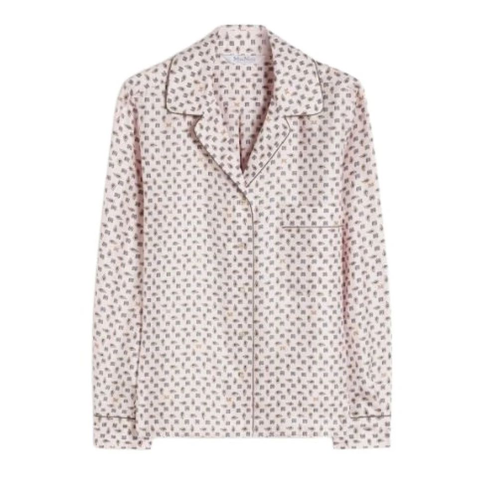 Max Mara , Shirts, Female, Pink, Xs, Semi-Fitted Printed Silk Shirt