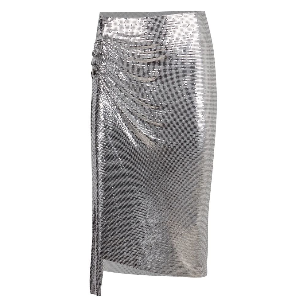 Rabanne Women's Gray Asymmetric Draped Skirt With Brass Details