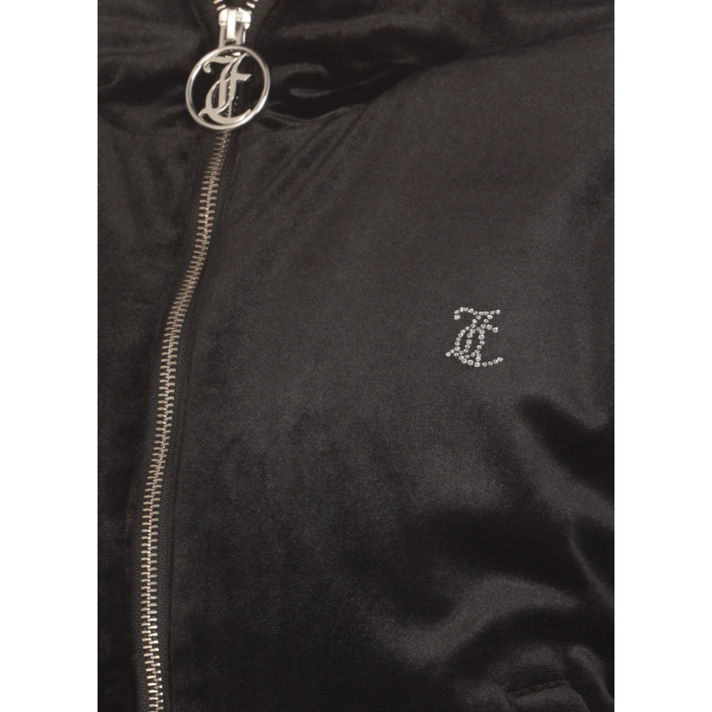 Juicy Couture Zwarte Bomberjack met Bont Capuchon Black Dames