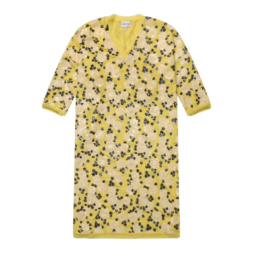 Munthe Elegant Paljettklänning Lemon Multicolor, Dam