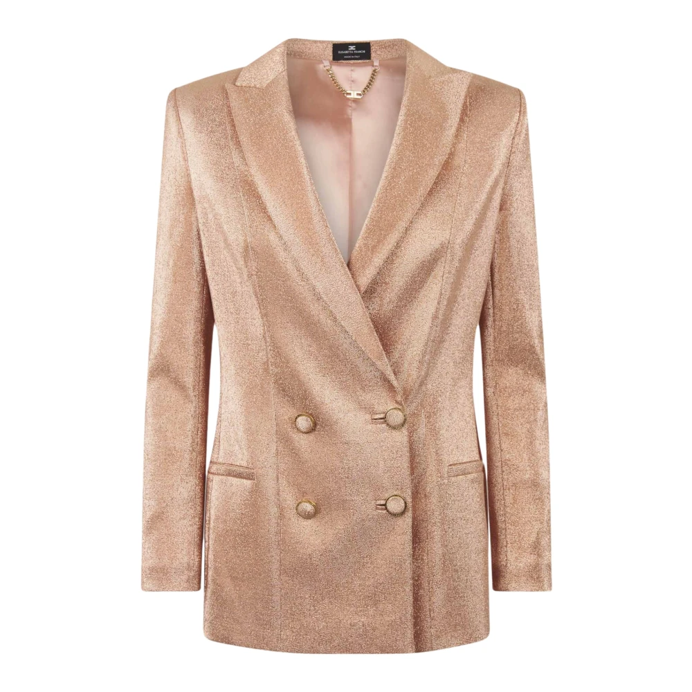 Elisabetta Franchi Rosa Dubbelknäppt Lurex Blazer Pink, Dam