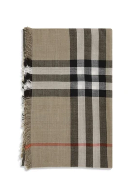 Reversible Check Wool Silk Scarf