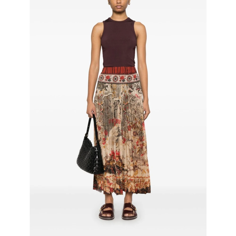 Pierre-Louis Mascia Grafische Print Elastische Taille Bruine Rok Multicolor Dames