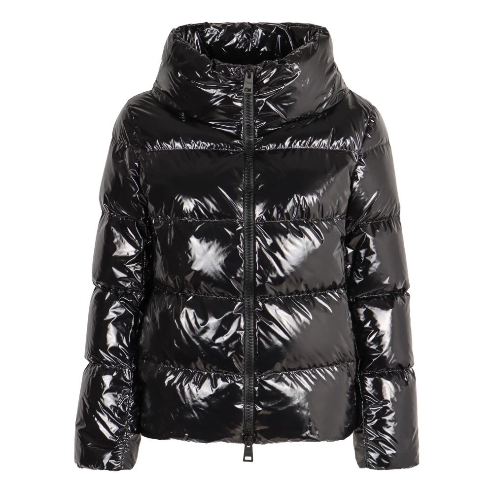 Herno Glanzende Full Zip Down Jacket Black Dames