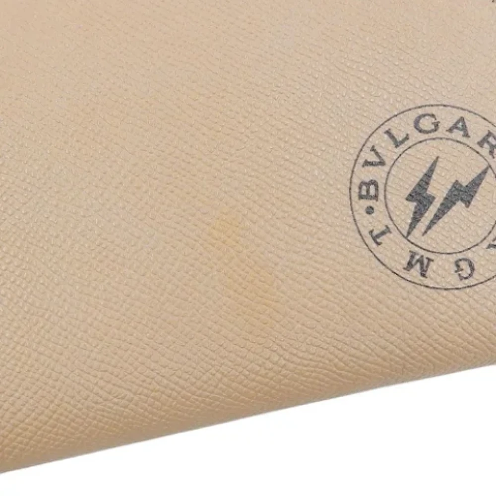 Bvlgari Vintage Pre-owned Leather wallets Beige Dames