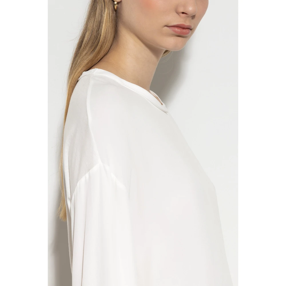 LUISA CERANO Zijden Mix Blouse met Splitzoom Beige Dames